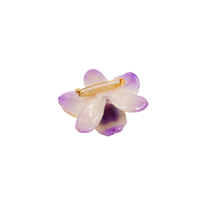Clear-coated Dendrobium Nobile Orchid Brooch