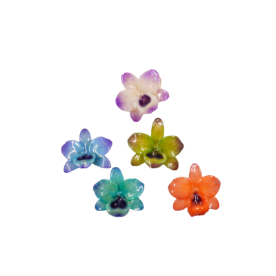 Clear-coated Dendrobium Nobile Orchid Brooch
