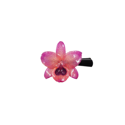Clear-Coated Dendrobium Nobile Orchid on Hair Clip