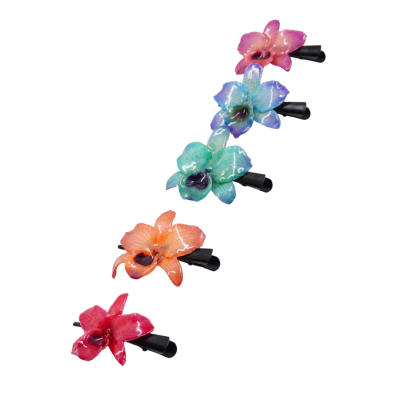 Clear-Coated Dendrobium Nobile Orchid on Hair Clip