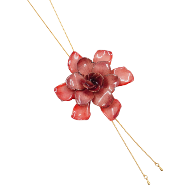 Gardenia on Adjustable Necklace Clear-Coate