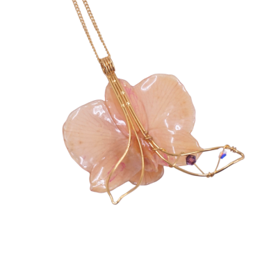 Gold Plated Dendrobium Pendant With Beads