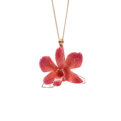 Gold Plated Dendrobium Pendant With Beads