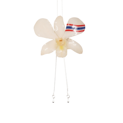 Dendrobium orchid on Adjustable Necklace Clear-Coated  with a Thai flag design