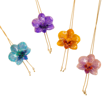 Phalaenopsis orchid on Adjustable Necklace Clear-Coated