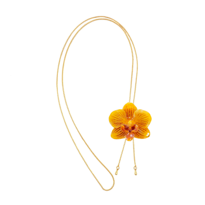 Phalaenopsis orchid on Adjustable Necklace Clear-Coated