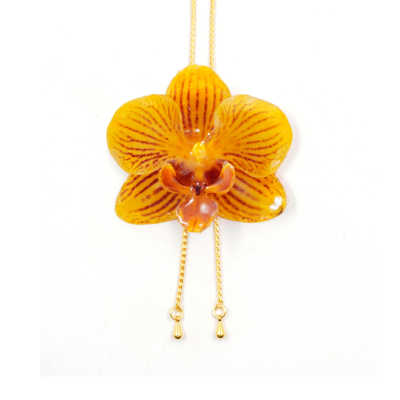 Phalaenopsis orchid on Adjustable Necklace Clear-Coated