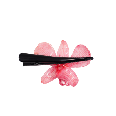 Clear-Coated Dendrobium Orchid Flower on Hair Clip with a Thai flag design.