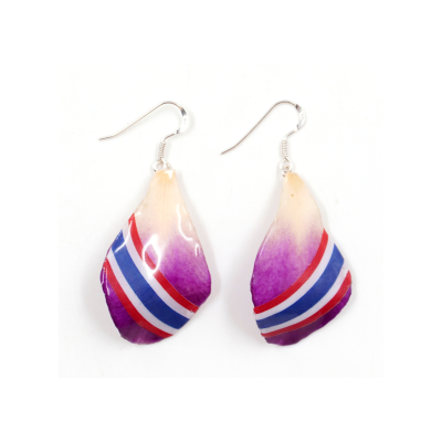 ต่างหูกลีบดอกกล้วยไม้เดนโดรเบียลายธงชาติไทย