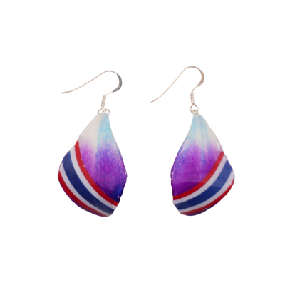 ต่างหูกลีบดอกกล้วยไม้เดนโดรเบียลายธงชาติไทย