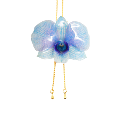 Dendrobium orchid on Adjustable Necklace Clear-Coated