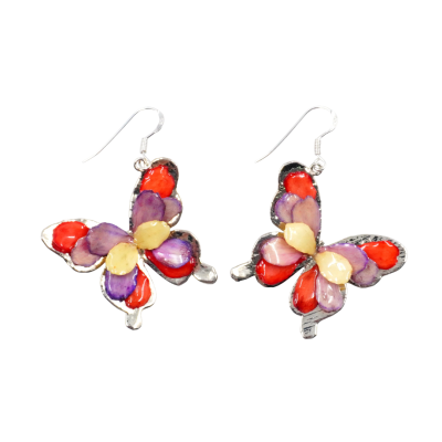 ต่างหูรูปผีเสื้อจากกลีบดอกบานชื่น