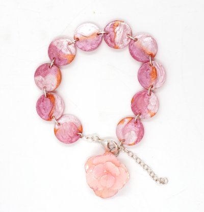 Resin bracelet with real flower charm.