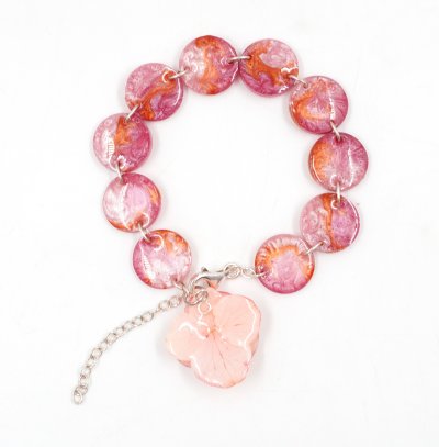 Resin bracelet with real flower charm.