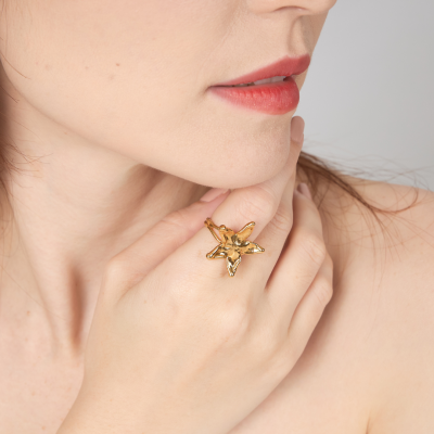 แหวนชุบทองดอกเข็มห้ากลีบ แหวนชุบทองดอกเข็มห้ากลีบ