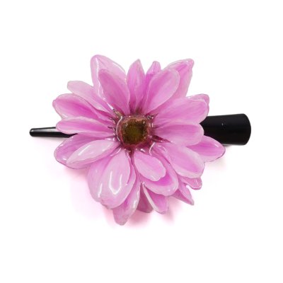 Clear-Coated Aster Flower on Hair Clip
