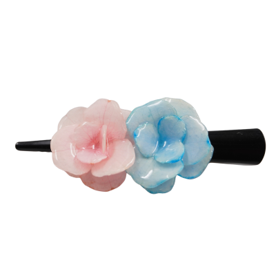 Clear-Coated Double Hydrangea on Hair Clip