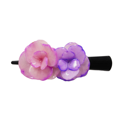 Clear-Coated Double Hydrangea on Hair Clip
