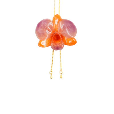 สร้อยปรับระดับดอกกล้วยไม้เดรโดรเบียมเคลือบใส