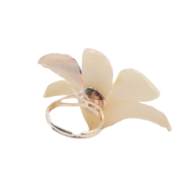 Clear-Coated Dendrobium Ring with a Thai flag design (Glow in the dark)
