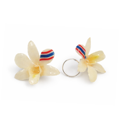 Clear-Coated Dendrobium Ring with a Thai flag design (Glow in the dark)
