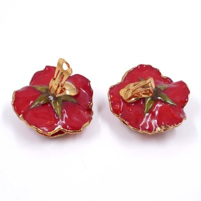 Gold-Edged Rose Earrings