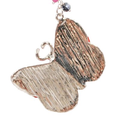 Silver Plated Butterfly Earrings with Preserved Flower Petals and Beads