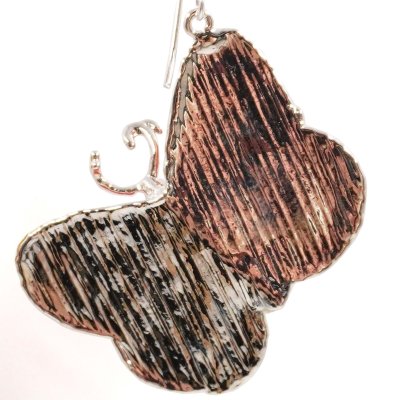 Silver Plated Butterfly Earrings with Multicolor Preserved Flower Petals