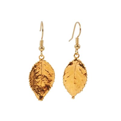 Gold Plated Rose Leaf Earrings