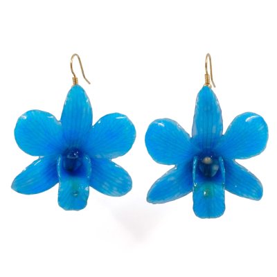 Clear-Coated Dendrobium Orchid Earrings