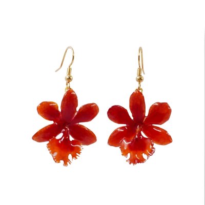 Clear-Coated Epidendrum ibaguense Orchid Earrings