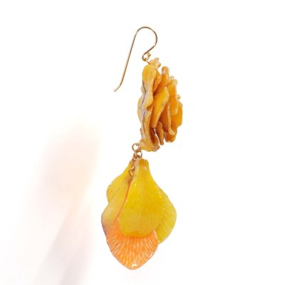 Clear-Coated Fancy Rose & Petal Ensemble Earrings