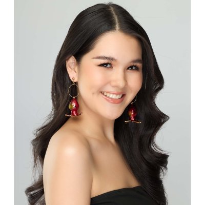 ต่างหูผลทับทิมชุบทองสีแดงสดแบบระย้า ต่างหูผลทับทิมชุบทองสีแดงสดแบบระย้า