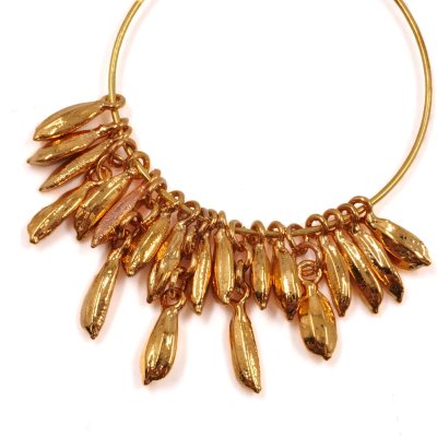 Gold-Plated Harvest Rice Dangle Hoop Earrings