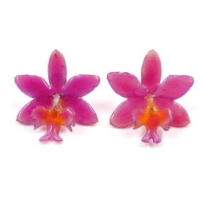 Clear-Coated Epidendrum ibaguense Orchid Earrings