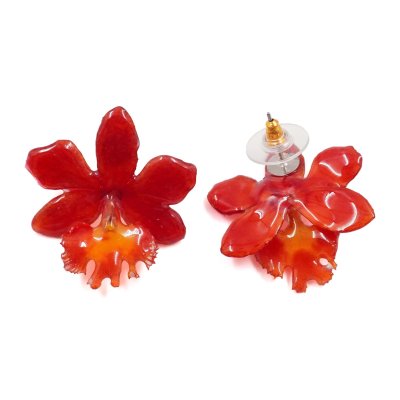 Clear-Coated Epidendrum ibaguense Orchid Earrings