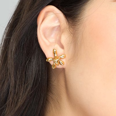 Gold-Plated Trichoglottis cirrhifera orchid Earrings
