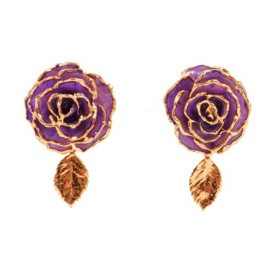 ต่างหูกุหลาบขอบทองพร้อมใบกุหลาบชุบทอง ต่างหูกุหลาบขอบทองพร้อมใบกุหลาบชุบทอง