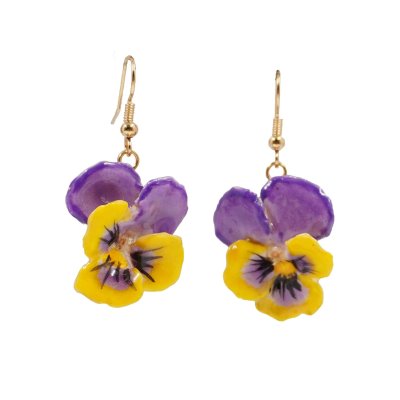 Clear-Coated Pansy Earrings Clear-Coated Pansy Earrings