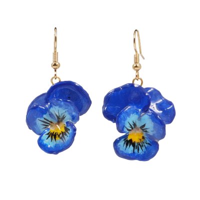 Clear-Coated Pansy Earrings Clear-Coated Pansy Earrings