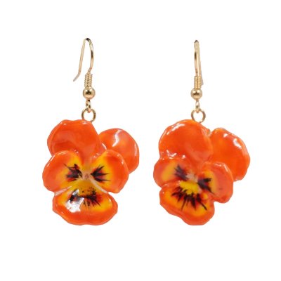 Clear-Coated Pansy Earrings Clear-Coated Pansy Earrings