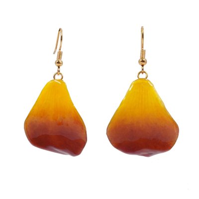 Clear-Coated Dendrobium Orchid Petal Earrings Clear-Coated Dendrobium Orchid Petal Earrings