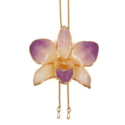 Clear-Coated & Gold-Edged Dreadrobium Orchid Adjustable Necklace