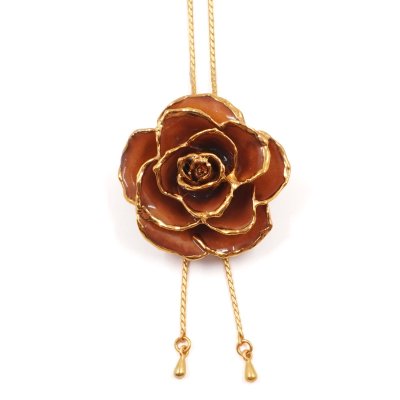 Gold Edges Rose Adjustable Necklace