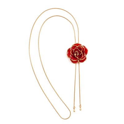 Gold Edges Rose Adjustable Necklace