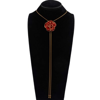 Gold Edges Rose Adjustable Necklace