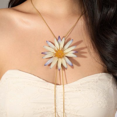 Clear-Coated Water Lily Adjustable Necklace