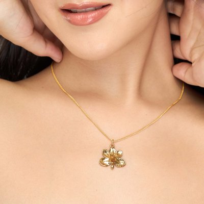 Gold-Plated Ascocentrum orchid Pendant