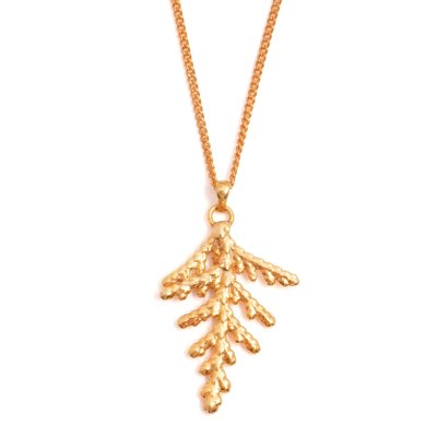 Gold Plated Cypress Leaf Pendant