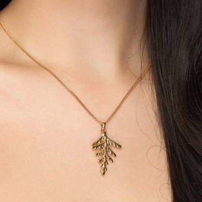Gold Plated Cypress Leaf Pendant
